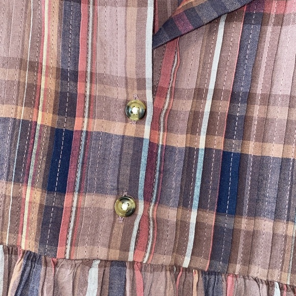 Lucky Brand 100% Cotton Plaid Babydoll Top - Picture 5 of 6